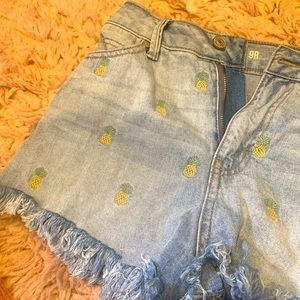 pineapple jean high waisted shorts